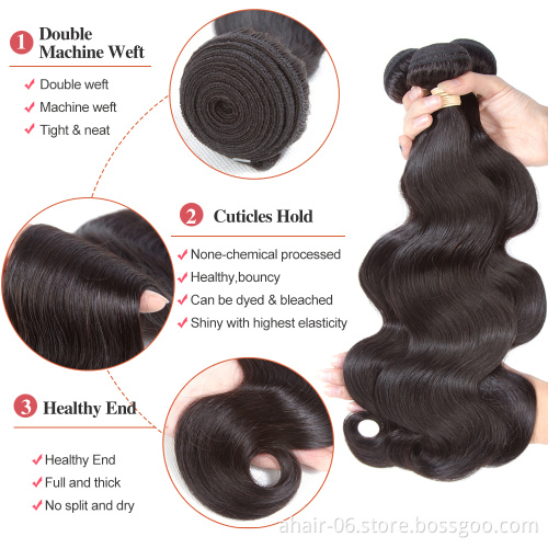 Bundle hair vendors professional supply raw 100% virgin human hair bundles body wave with lace frontal closure
